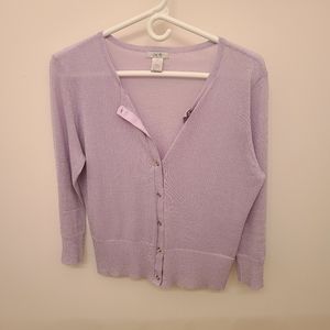 Women's Purple Cashe glitter Button Up Sweater
